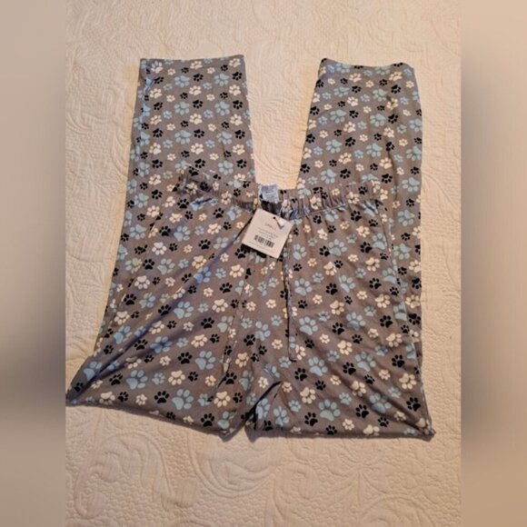Mia & Tess women's size Small gray dog paw designed lounge pants, New - Picture 3 of 6